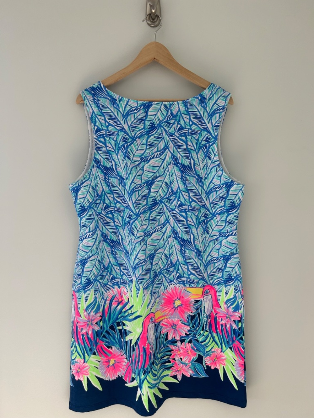 Lilly Pulitzer Harper French Terry Shift in Bennet Blue Let's Mango XL EUC - Picture 2 of 7